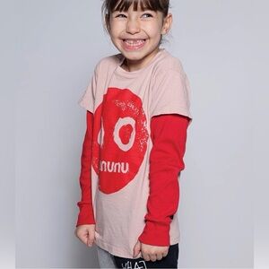 nununu Beige and Red Graphic Long Sleeve Tee